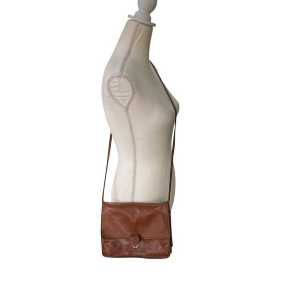 Patricia Nash Push Lock Lanza Leather Crossbody Tan - Picture 1 of 13